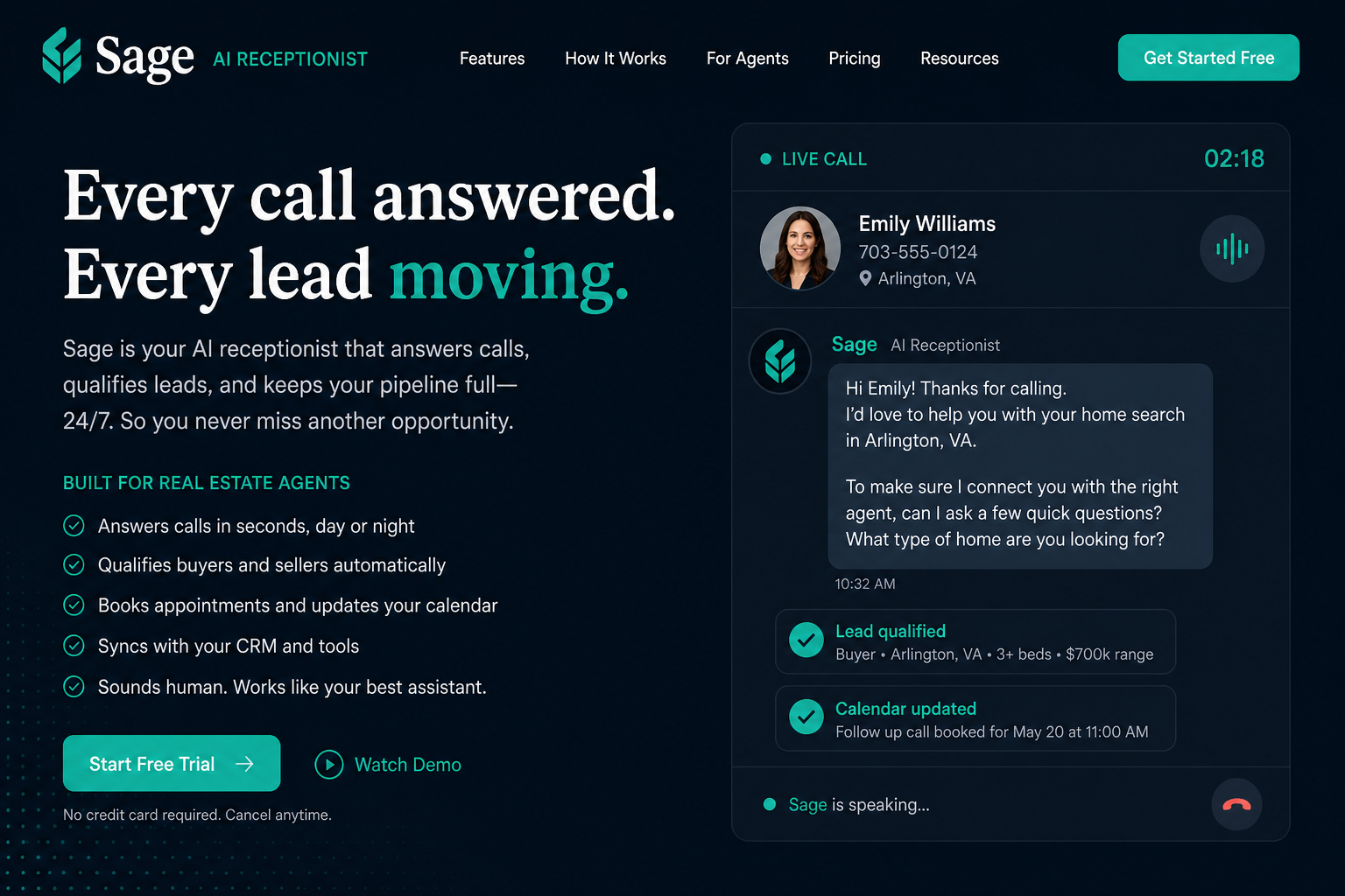 Sage — AI Receptionist for real estate agents