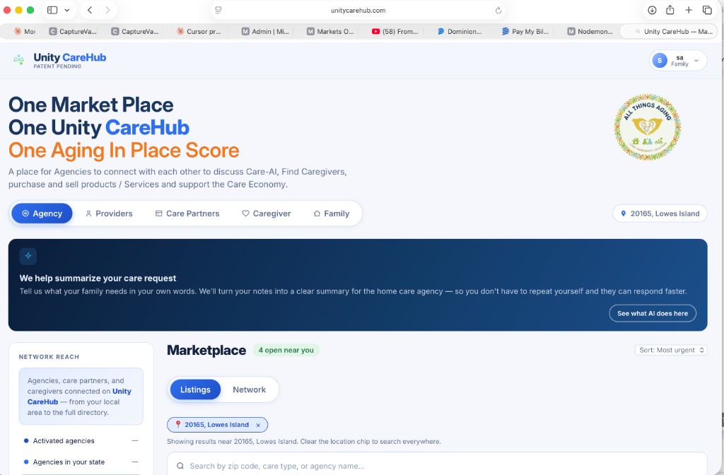 Unity CareHub — care marketplace and agency network